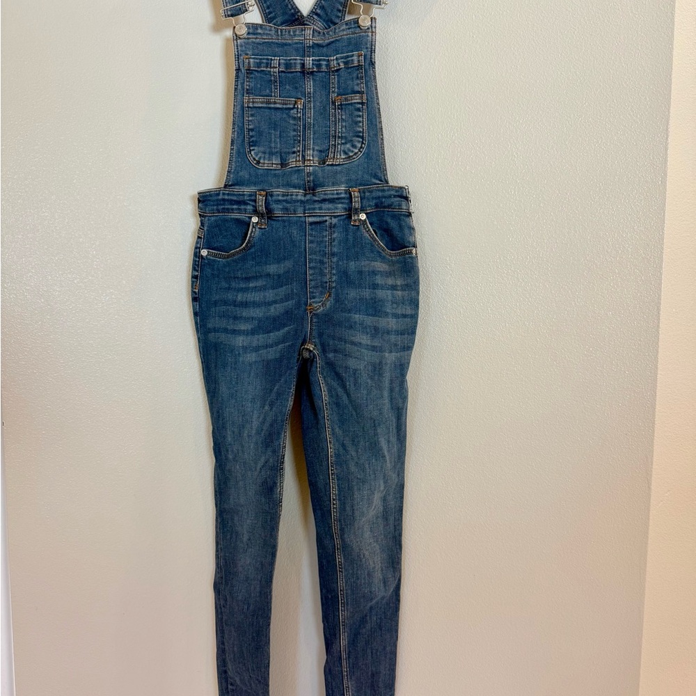 Free People Classic Blue Denim Overalls